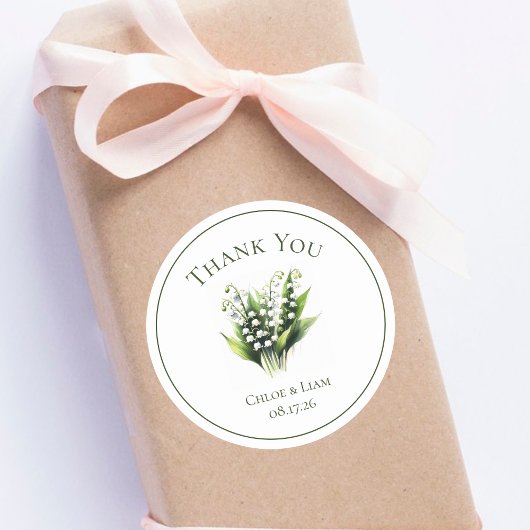 Elegante Lily of the Valley Blume Wedding Runder Aufkleber