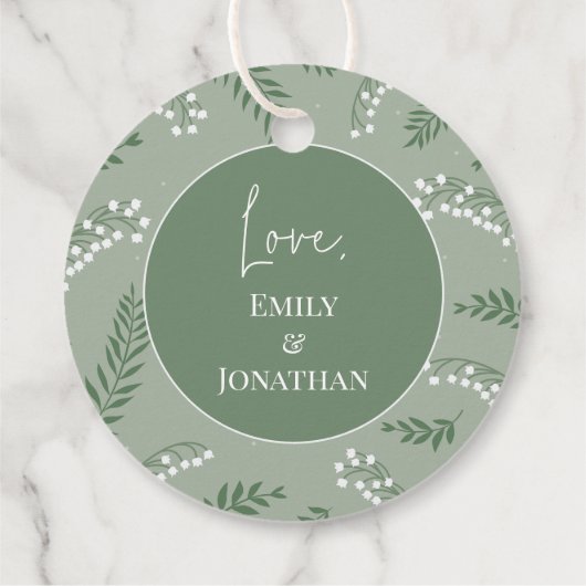 Elegante Lily of the Valley Garden Brautparty Geschenkanhänger (Rückseite)