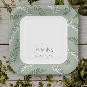 Elegante Lily of the Valley Garden Brautparty Pappteller