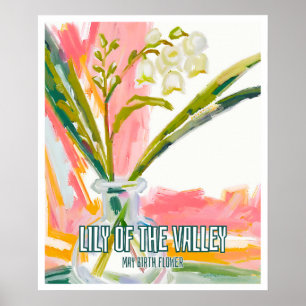 Elegante Lily of the Valley May Birth Month Blume Poster