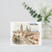 Elegante Lima Peru Watercolor Panoramasicht Postkarte (Stehend Vorderseite)