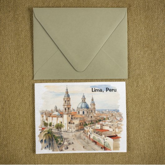 Elegante Lima Peru Watercolor Panoramasicht Postkarte