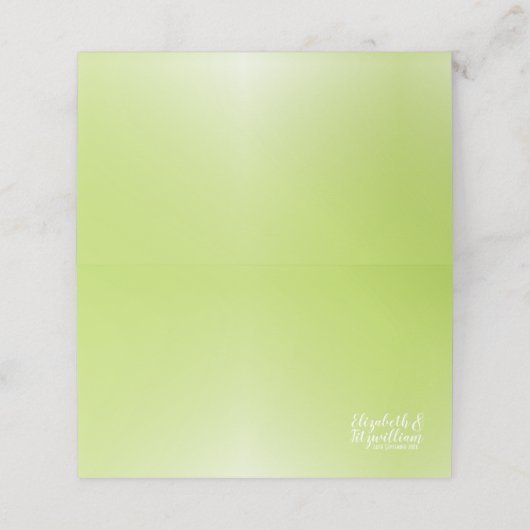 Elegante Lime Green Ombre Platzkarte oder Escort C (Außenseite Aufgefaltet)