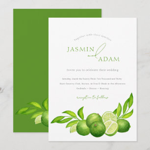 Elegante Limette Botanische Mediterrane Hochzeit Einladung