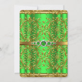 Elegante Limette Green Gold Damask Diamond Geburts Einladung (Rückseite)