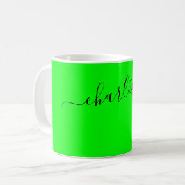 Elegante Limettengrüne moderne Namen personalisier Kaffeetasse