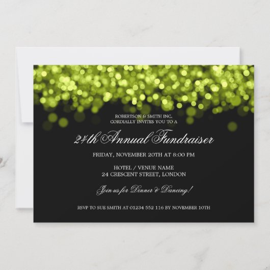 Elegante Limone Lichter des Corporate Fundraiser Einladung (Vorderseite)