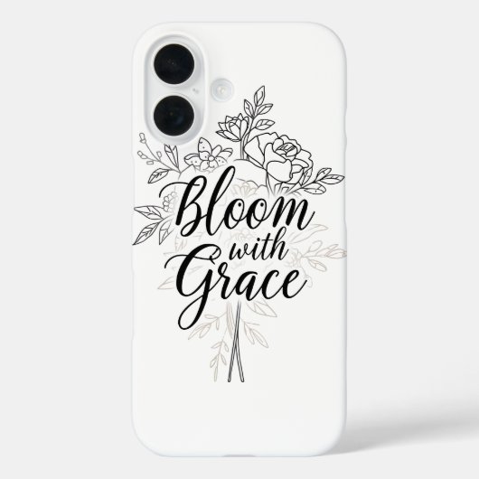 Elegante Line Art Blume Typografie Case-Mate iPhone Hülle (Rückseite)