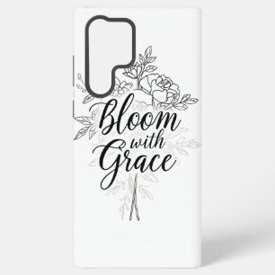 Elegante Line Art Blume Typografie Samsung Galaxy Hülle