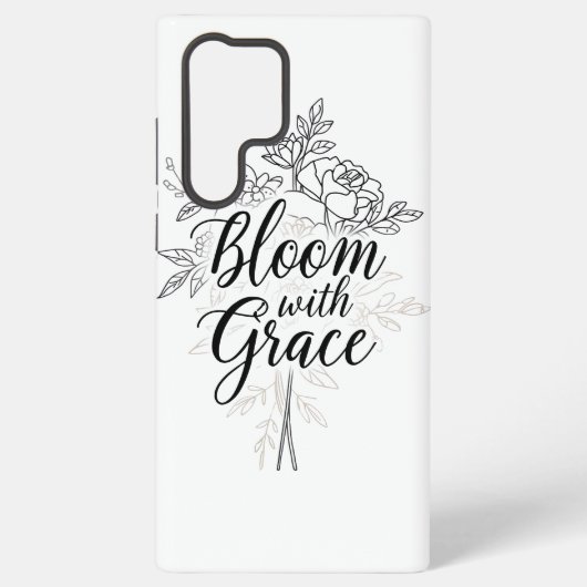Elegante Line Art Blume Typografie Samsung Galaxy Hülle (Rückseite)
