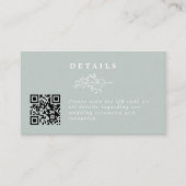 Elegante Line Art Leaf Sage Wedding QR Code Detail Begleitkarte (Vorderseite)