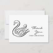 Elegante Line Art Swan Wedding Dankeschön Karte (Vorderseite)