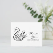 Elegante Line Art Swan Wedding Vielen Dank Postcar Postkarte (Stehend Vorderseite)