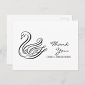 Elegante Line Art Swan Wedding Vielen Dank Postcar Postkarte (Vorne/Hinten)