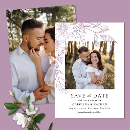 Elegante Line Gezeichnet Floral Lavender 2 Foto Ho Save The Date