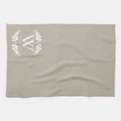 Elegante Linen Beige Monogram Handtuch (Horizontal)