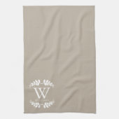 Elegante Linen Beige Monogram Handtuch (Vertikal)