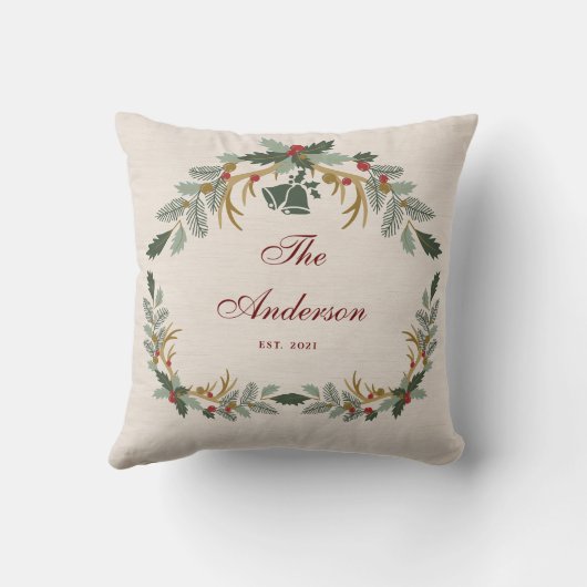 Elegante Linen Floral Weihnachtsfamilie Kissen (Rückseite)