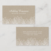 Elegante Linen Floral Weiße Blume Visitenkarte (Vorne/Hinten)