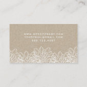 Elegante Linen Floral Weiße Blume Visitenkarte (Rückseite)