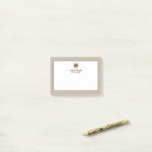 Elegante Linen Gold Monogram Post-it Klebezettel (Auf Schreibtisch)