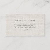 Elegante Linen Look Bird Nest Beruflich Visitenkarte (Rückseite)