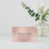 Elegante Linen Look Rose Gold Blush Shimmer Visitenkarte (Stehend Vorderseite)