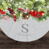 Elegante Linen Style Family Monogram Weihnachten Polyester Weihnachtsbaumdecke