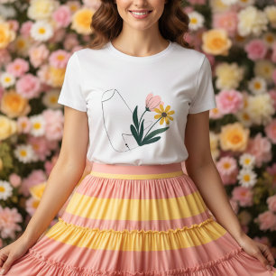 Elegante Linie mit farbenfrohen botanischen Blumen Tri-Blend Shirt