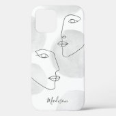 Elegante Linie Zeichnend Gesichter Grau Case-Mate iPhone Hülle (Rückseite)