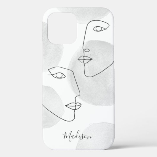 Elegante Linie Zeichnend Gesichter Grau Case-Mate iPhone Hülle (Rückseite)