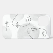 Elegante Linie Zeichnend Gesichter Grau Case-Mate iPhone Hülle (Rückseite (Horizontal))