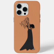 Elegante Linienkunst Frau im schwarzen Kleid Handy