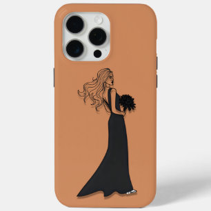 Elegante Linienkunst Frau im schwarzen Kleid Handy Case-Mate iPhone Hülle