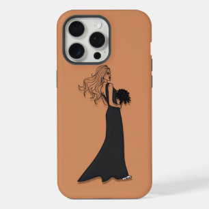 Elegante Linienkunst Frau im schwarzen Kleid Handy iPhone 15 Pro Max Hülle
