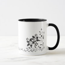 Elegante Linienkunst-Schmetterling und florale Umr