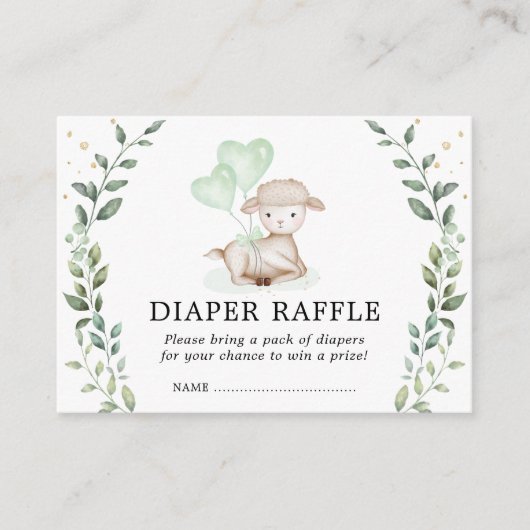 Elegante Little Lamb Diaper Raffle Baby Sheep Begleitkarte (Vorderseite)