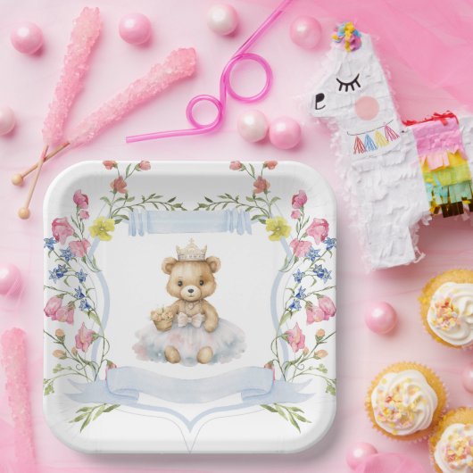 Elegante Little Princess Bear Royal Baby Dusche Pappteller (Party)
