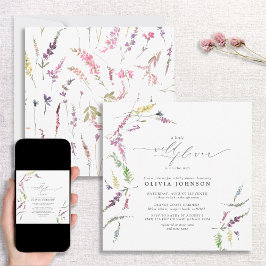 Elegante Little Wildblume Script Girl Baby Dusche Einladung