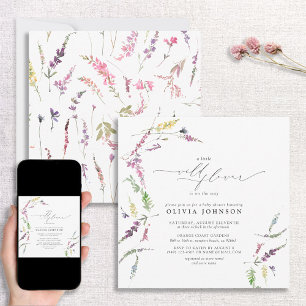 Elegante Little Wildblume Script Girl Baby Dusche Einladung