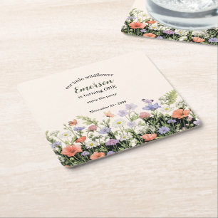 Elegante Little Wildflower 1. Geburtstagsfeier Rechteckiger Pappuntersetzer