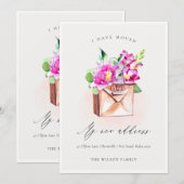 Elegante Live Pink Floral Mailbox Ich habe bewegt Ankündigung (Vorne/Hinten)