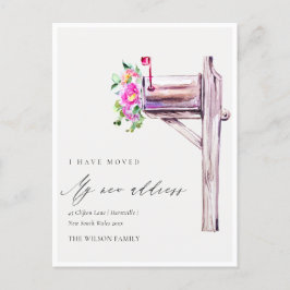 Elegante Live Pink Floral Mailbox Ich habe bewegt Postkarte
