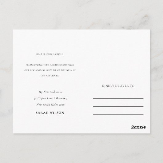 Elegante Live Pink Floral Mailbox Ich habe bewegt Postkarte (Rückseite)