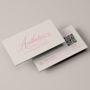 Elegante lizenzierte Kosmetikerin Script Sand Pink Visitenkarte