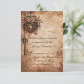 Elegante Lock and Key Wedding RSVP Card Karte (Stehend Vorderseite)