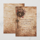 Elegante Lock and Key Wedding RSVP Card Karte (Vorne/Hinten)