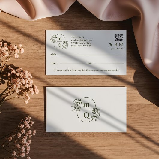 Elegante Logo-Markenbezeichnung für Botanisches Mo Terminkarte