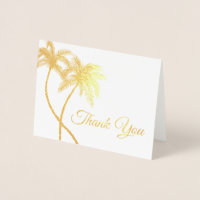 Elegante Logo Palm Trees Gold Foil Vielen Dank Kar