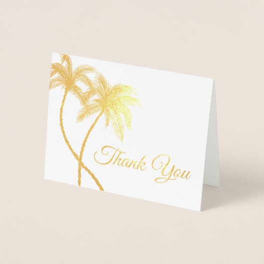 Elegante Logo Palm Trees Gold Foil Vielen Dank Kar Folienkarte (Vorderseite)